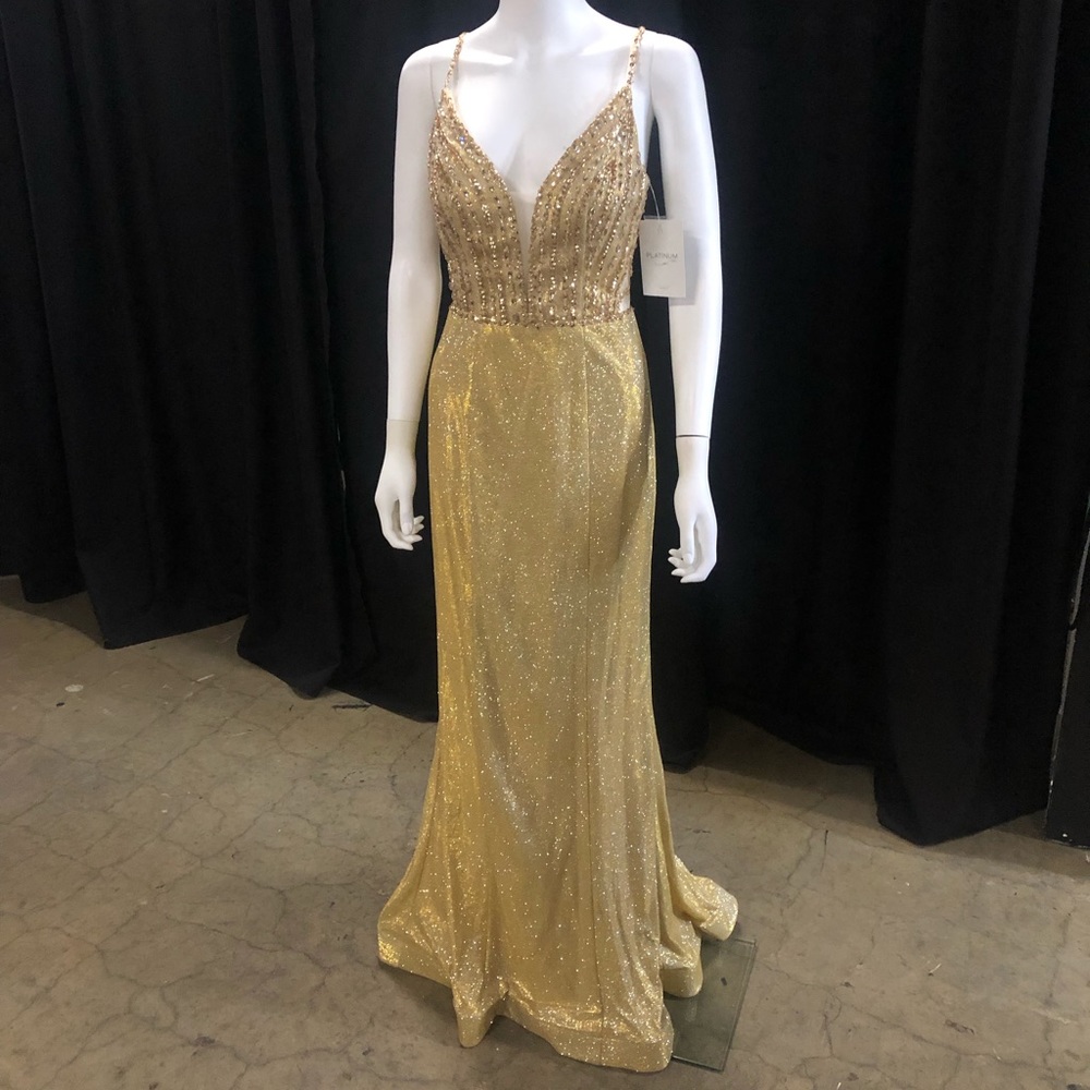 Platinum Label Gold Prom Dress - Style 3820LG